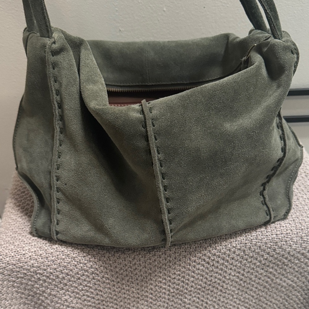 The Sak Olive Green Suede Shoulder Bag